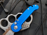 Microtech LUDT Auto Folder Blue Aluminum Body w/ Stonewashed Partially Serrated (3.42”) 135-11BL