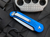 Microtech LUDT Auto Folder Blue Aluminum Body w/ Stonewashed Partially Serrated (3.42”) 135-11BL