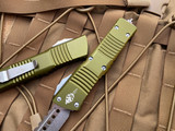 Microtech Combat Troodon Hellhound Razor OD Green Aluminum Body w/ Stonewashed Plain Edge Blade (3.8”) 219R-10ODS
