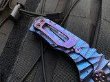 Medford Praetorian Micro T Blue/Violet “Predator” Body w/ Violet Hardware/Clip, Black PVD Glass Breaker, and S45VN Black PVD Tanto Plain Edge Blade (3.3”) MK008MKT