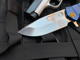 Medford USMC Fighter Flipper Blue Body w/ Bronzed Hardware and S45VN Tumbled Plain Edge Blade (4.25”) MK204STQ-37A2-TICI-P1