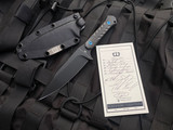 Blackside Customs Fedele X Fixed Blade Carbon Fiber Scales w/ Blue Titanium Hardware and DLC Plain Edge Blade (4.25”)