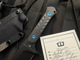 Blackside Customs Fedele X Fixed Blade Carbon Fiber Scales w/ Blue Titanium Hardware and DLC Plain Edge Blade (4.25”)
