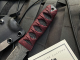 Blackside Customs Phase 7 Dagger Fixed Blade Maroon Wrapped Handle w/ Chad Nichols Damascus Plain Edge Blade (3.5”)