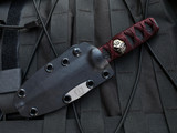 Blackside Customs Phase 7 Dagger Fixed Blade Maroon Wrapped Starlingear Menuki Handle w/ Chad Nichols Damascus Plain Edge Blade (3.5”)