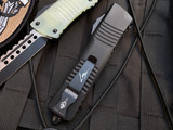 Microtech Combat Troodon Hellhound Razor Jade G10 Topped Body w/ Two Tone Black Plain Edge Blade (3.8”) 219R-1GTJGS