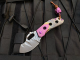 Homer Zhu Custom T-Rex Multi-Tone Textured Titanium Body w/ Violet Hardware and S35VN Hand Rubbed Sculpted Plain Edge Blade (2.5”) #79/198