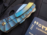 Homer Zhu Custom Parrot Folder Green/Yellow “Lemon Lime” Sculpted Titanium Body w/ Two Tone Black Plain Edge Blade (2.7”) #48