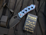 Homer Zhu Custom Parrot Folder Blue/Purple Sculpted Titanium Body w/ Black Plain Edge Blade (2.7”) #99