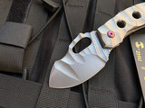 Homer Zhu Custom T-Rex Folder Sculpted Titanium Body w/ Purple Hardware and S35VN Hand Rubbed Satin Sculpted Plain Edge Blade (2.5”) #368