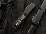 Microtech Ultratech D/E Black Aluminum Body w/ DLC Black Hardware and DLC Full Serrated Blade (3.4”) 122-3DLCTS