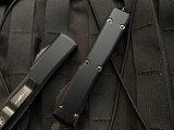 Microtech Ultratech D/E Black Aluminum Body w/ DLC Black Hardware and DLC Full Serrated Blade (3.4”) 122-3DLCTS