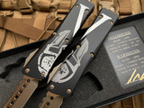 Microtech Combat Troodon Molon Labe Set Hellhound and Warhound w/ Bronzed Plain Edge Blades and Matching Serial Numbers (3.8”) 219-10SETMLS