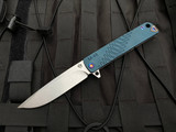 Medford M-48 Flipper Blue Aluminum Top and Tumbled Titanium Spring w/ Flamed Hardware and S35VN Tumbled Blade (3.9”)-1680012791