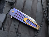 Medford Nosferatu Flipper Violet Titanium Body w/ Bronzed Hardware, Bead Blast Violet/Bronzed Clip, and S35VN Tumbled Plain Edge Blade (3.5”)