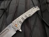 Medford Prae Slim Tanto Flipper Bead Blast/Brushed Silver “Jasmine Fields” Body w/ Flamed Hardware/Clip and S45VN Tumbled Plain Edge Blade (3.25”)
