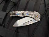 Medford Prae Slim Tanto Flipper Bead Blast/Brushed Silver “Jasmine Fields” Body w/ Flamed Hardware/Clip and S45VN Tumbled Plain Edge Blade (3.25”)