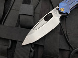 Medford Infraction Folder Blue Titanium Handle w/ Bronzed Hardware and S45VN Tumbled Plain Edge Blade (3.625”)