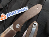 Eikonic Kasador Folder Brown Canvas Micarta Scales w/ D2 Plain Edge Blade (2.74”) 331SBR