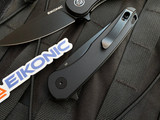 Eikonic Dromas Flipper Black G10 w/ D2 Black Plain Edge Blade (3.25”) 440BB