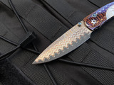 William Henry B12 'Avalanche' Custom Folder WH ‘Wave’ Mokume Body w/ MOP Inlay and ‘Copper Wave’ Damascus Plain Edge Blade (3.06”)
