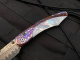 William Henry B12 'Avalanche' Custom Folder WH ‘Wave’ Mokume Body w/ MOP Inlay and ‘Copper Wave’ Damascus Plain Edge Blade (3.06”)