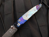 William Henry B10 Lancet 'Blue Sand' Chad Nichols Heat-Blued ‘Rolling Rock’ Damascus Body w/ MOP Inlay and WH ‘Wave’ Damascus Plain Edge Blade (2.75”)