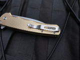Pro-Tech Custom Malibu Flipper Bronze AL Textured Body w/ MOP Button and Magnacut Stonewashed Plain Edge Blade (3.5") 5311