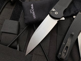 Pro-Tech Malibu Flipper Black Textured Aluminum Body w/ Magnacut Stonewashed Wharncliffe Plain Edge Blade (3.5") 5305