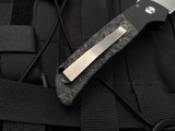 Pro-Tech ATCF Terzuola Auto Folder Black Aluminum "Dark Matter, FatCarbon Inlaid Body w/ Magnacut Stonewashed Plain Edge Blade