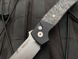 Pro-Tech ATCF Terzuola Auto Folder Black Aluminum "Dark Matter, FatCarbon Inlaid Body w/ Magnacut Stonewashed Plain Edge Blade
