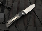 Pro-Tech ATCF Terzuola Auto Folder Black Aluminum "Dark Matter, FatCarbon Inlaid Body w/ Magnacut Stonewashed Plain Edge Blade