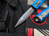 Microtech Dirac D/E Blue Aluminum Body w/ Apocalyptic Plain Edge Blade (2.92") 225-10APBL