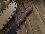 WelMade Knives Legion Fixed Blade Burlap Micarta Handles w/ Bronzed Titanium Hardware and Black PVD Plain Edge Blade (5.25")