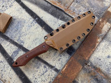 WelMade Knives Legion Fixed Blade Burlap Micarta Handles w/ Bronzed Titanium Hardware and Black PVD Plain Edge Blade (5.25")