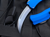 Heretic Knives Roc Curved OTF Blue Aluminum Body w/ Magnacut Stonewashed Plain Edge Blade (3.2") H060-2A-BLU