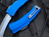 Heretic Knives Roc Curved OTF Blue Aluminum Body w/ Magnacut Stonewashed Plain Edge Blade (3.2") H060-2A-BLU