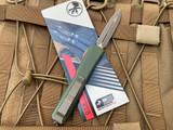 Microtech Ultratech D/E OD Green Aluminum Body w/ Bronzed Apocalyptic Plain Edge Blade (3.4") 122-13APOD