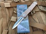 Microtech Combat Troodon D/E Tan Aluminum Body w/ Satin Partially Serrated Blade (3.75") 142-5TA