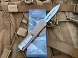 Microtech Combat Troodon D/E Tan Aluminum Body w/ Satin Partially Serrated Blade (3.75") 142-5TA