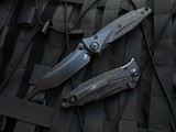 Microtech Socom Bravo T/E DLC Titanium and Carbon Fiber Body w/ DLC Plain Edge Blade (4") 261-1DLCTCFTIS