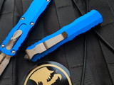 Microtech Dirac D/E Blue Aluminum Body w/ Bronzed Plain Edge Blade (2.92") 225-13BL