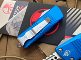 Microtech Mini Troodon Hellhound Blue Aluminum Body w/ Stonewashed Plain Edge Blade (1.99") 819-10BLS