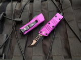 Microtech Mini Troodon Hellhound Violet Aluminum Body w/ Two Tone Black Plain Edge Blade (1.99") 819-1VIS