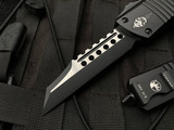 Microtech Combat Troodon Warhound Black Tactical Aluminum Body w/ Two Tone Black Plain Edge Blade (3.75") 219W-1TS