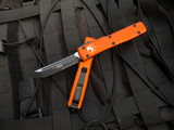 Microtech Ultratech T/E Orange Aluminum Body w/ Two Tone Black Partially Serrated Blade (3.4") 123-2OR