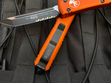 Microtech Ultratech T/E Orange Aluminum Body w/ Two Tone Black Partially Serrated Blade (3.4") 123-2OR