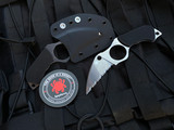 Spyderco Swick 5 Fixed Blade Neck Knife Black G10 Scales w/ LC200N Stonewashed Full Serrated Edge Blade (2.73") FB14S5