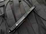 Marfione Custom Combat Troodon D/E Black Hefted Alloy Body w/ DLC Ringed Hardware and Hot Blued Vegas Forge Reptillian Damascus Plain Edge Blade (3.8")
