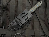 WelMade Legion Fixed Blade Black Micarta Scales w/ Blue Titanium Hardware and AEB-L Black PVD Plain Edge Blade (5.25")